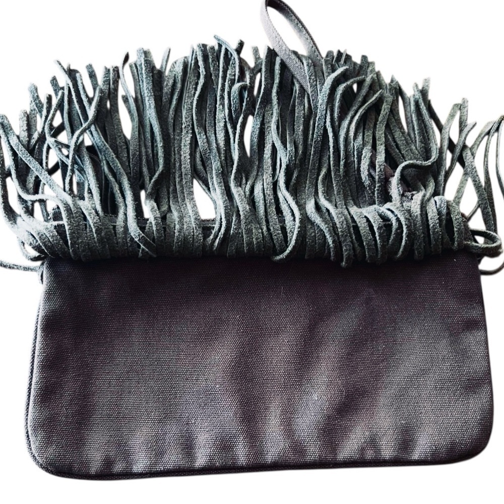 American Eagle Outfitters Fringe Suede Wristlet - Olive Green - Picture 7 of 9